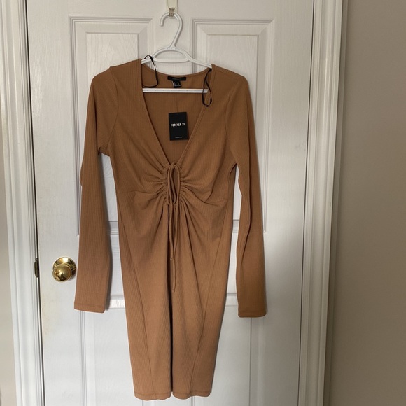 FOREVER 21 Tan Brown Longsleeve Dress Size XL - Picture 4 of 4